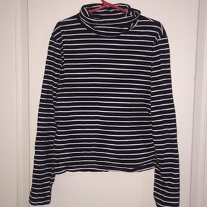 Striped Black and White TurtleNeck / Mock Neck